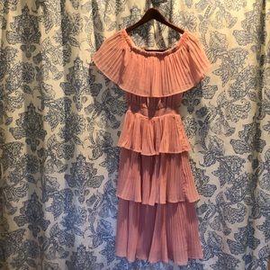 Light pink midi dress.